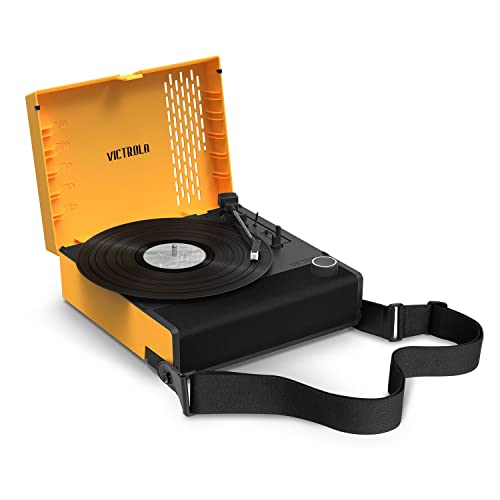 Image of Victrola Revolution GO - Portable Vinyl Record Player, Battery-Powered Bluetooth Turntable, 12 Hour Battery Life, 3 Speed Belt-Driven Record Player, RCA Output, 3.5mm Headphone Jack (Citrus)