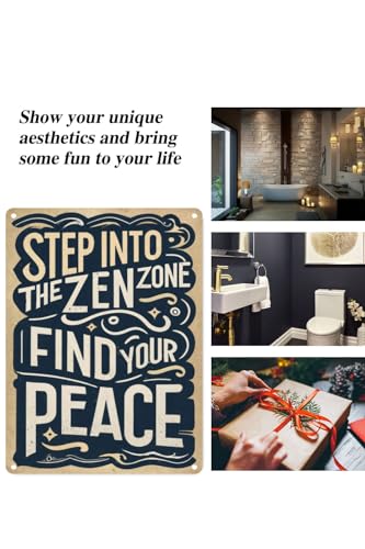 TopPacific Panneau rétro en métal Step Into The Zen Zone, Find Your Peace - Affiche en métal amusante à suspendre - Décoration d'intérieur amusante - 20,3 x 30,5 cm (5010) – vue 7