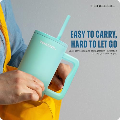 Image of Tumbler with lid and Straw 1200ML Cup Stainless Steel Hot and Cold with Handle and Lid 2 Straw Vacuum Insulated Tumbler for Water, Iced Tea or Coffee Office Gym Travelling