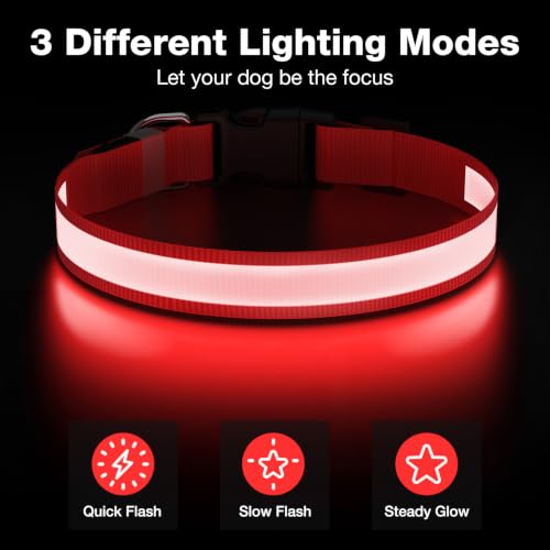 Jewyow LED Dog Collar, Light up Dog Collar Adjustable Safety Glowing Collar by Jewyow - Used condition - Image 3