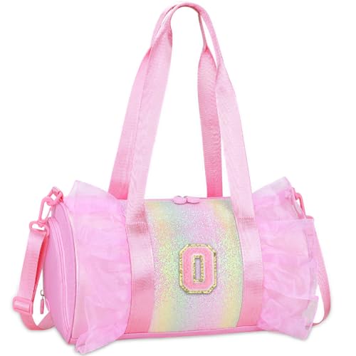 RHCPFOVR Bolsa de dança com monograma personalizada para meninas – Mochila Oxford leve resistente à água para crianças de 3 a 8 anos para balé líder de torcida festa do pijama ginástica rosa O