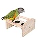 LIOOBO Wooden Bird Stand Stainless Steel Food Cup Parrot Training Bar and Perch Stick Toy for Desktop Use for Parakeets and Small Birds