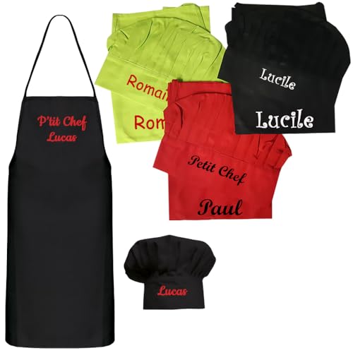 Tablier et toque enfant personnalisé cadeau anniversaire noel