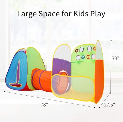 Image of Alvantor Kids Tent Play Tent Fun Toss It Game Zone 3-in-1 Pop Up Play Tunnel Indoor Outdoor Great Game & Toy Gift for Children (Include 4 Balls)