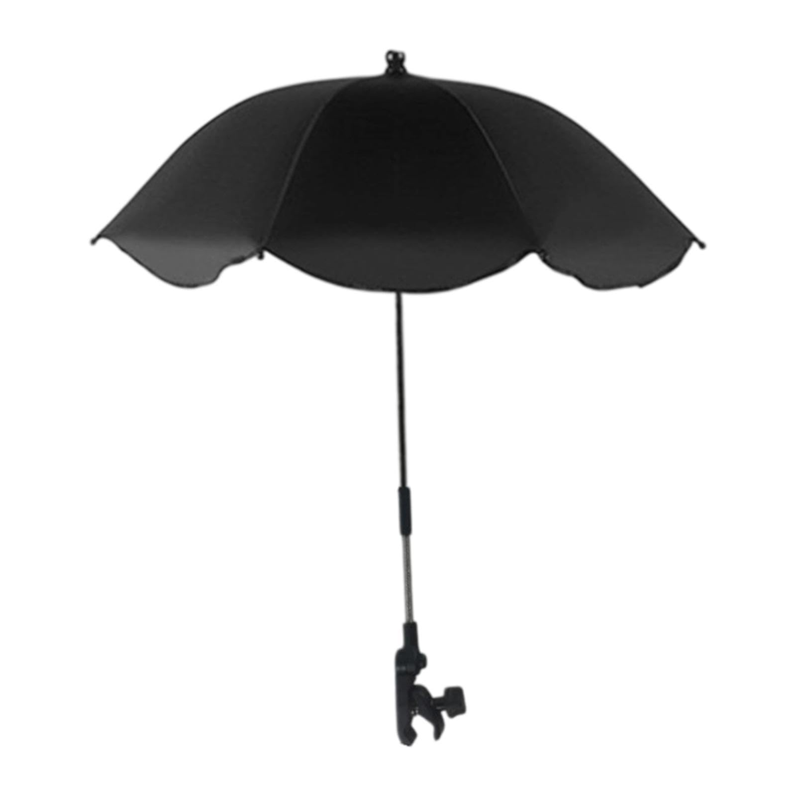 MagiDeal Stroller Umbrella Beach Chair Parasols with Clamp Sun Protection Waterproof Tear Resistant for Outdoor Patio Pool Garden Deck, Black