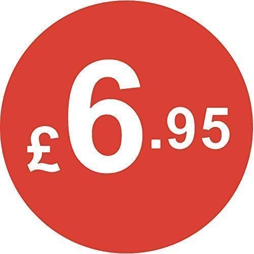 Pack of 500-20mm Price Stickers - Choose from 10p to £95 - Bright Red - Many Prices to Choose from (£6.95 - Red)