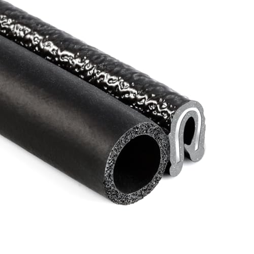 TRIM-LOK Trim Seal, Edge Trim with Side Bulb, Fits 0.437-Inch Bulb, 1/16-Inch Edge, 3/8-Inch Leg, 25-Foot Length, Black Pebble Finish, Flexible PVC Plastic Trim with EPDM Rubber Weather Stripping