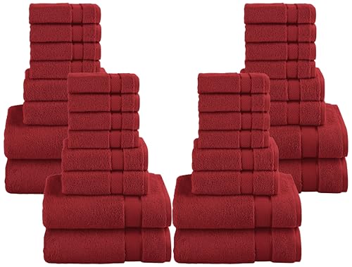Image of Elegant Comfort Premium Cotton 8-Piece Towel Set, Includes 4 Washcloths, 2 Hand and 2 Bath Towels, 100% Turkish Cotton Highly Absorbent and Super Soft Towels for Bathroom,Burgundy(Pack of 4)
