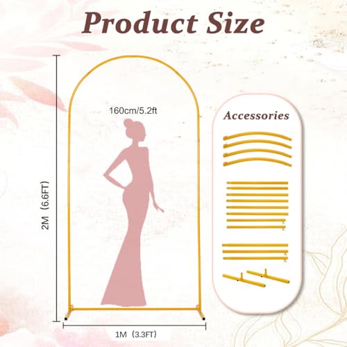 Vincidern 6.6 FT Wedding Arch Backdrop Stand for Parties, Balloon Arch Stand, Wedding Arches for Ceremony, Metal Arch Backdrop Stand for Bridal Baby Showers, Birthday Party Decoration Door Frame Gold by Vincidern - Image 4