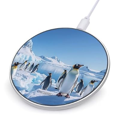 Penguin Antarctica Ice Wireless Charger Portable Fast Charging Pad Lightweight Wireless Charging Pad 10W Slim Charging Station for Phone Charger Mat for Travel Home Office Desk