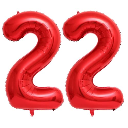 40 Inch Red 22 Balloons Giant Number 22 Balloons Red 22 Birthday Balloons 22th Birthday Anniversary Events Party Decorations Supplies