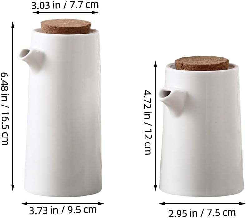DOITOOL Oil and Vinegar Dispenser Bottle Set, White Ceramic Olive Oil or Soy Sauce Dispenser Set for Kitchen, Procelain Oil Dispenser Cruet, Ceramic Liquid Condiment Dispenser of 2 with Tray