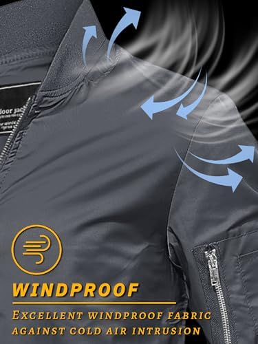 TACVASEN Men's Lightweight Jacket Thin Sportwear Bomber Jacket Windbreaker Coat - Image 5