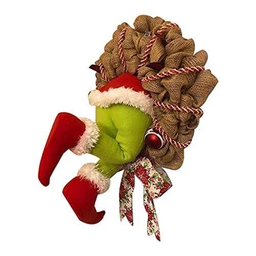 NC Coroas de Natal do ladrão requintadas o Grinch roubou Coroa de serapilheira Bowknot Garland Coroa