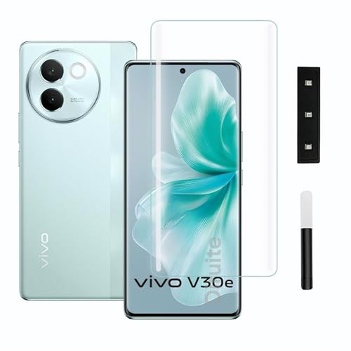 Image of Diruite UV Tempered Glass for Vivo V30E- 9H Hardness, Edge-to-Edge Full Coverage, Ultra HD Clarity, Scratch & Drop Protection, Easy UV Installation Kit