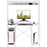 【Conception ergonomique】Le corps de la table est conçu de manière ergonomique, tandis que le support du moniteur aide à protéger votre colonne vertébrale et dispose d'une prise intégrée pour la recharge à tout moment.