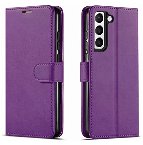 NWNK13 For Samsung Galaxy S21 5G Case Leather Wallet Book Flip Stand View Phone Cover with Card Holder Slots Compatible with Galaxy S21 (Purple)