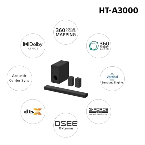 Image of Sony HT-A3000 A Series Premium Soundbar 3.1Ch 360 Spatial Sound Mapping Soundbar For Surround Sound Home Theatre System With Dolby Atmos(DTS:X,360RA,BT,HDMI eArc&Optical,Alexa,Spotify),Black