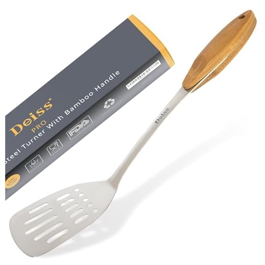 Deiss PRO Metal Spatula with Comfortable Wooden Handle - Kitchen Spatula Turner for Scraping, Turning Meat, Mixing Scrambled Eggs - Heat Resistant Fish Spatula, Pancake Spatula - Burger Flipper
