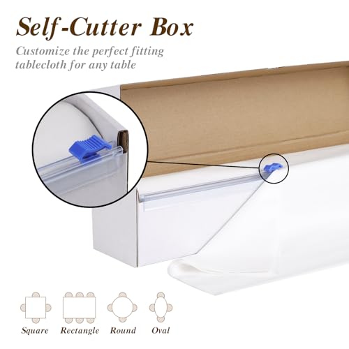 Goodluck 54 Inch X 300 Feet Plastic Table Cloths with Cutter Box, White Disposable Table Cover Roll, Plastic Tablecloth for Party, Banquet, Wedding, Birthday, Anniversary - Image 4