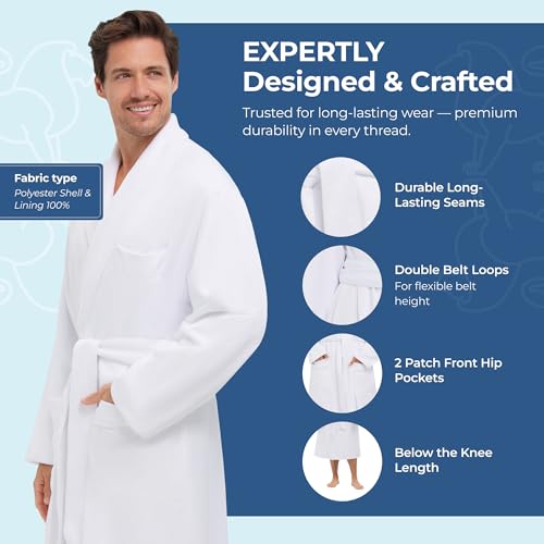 MONARCH Plush Lined Microfiber Bath Robe for Women or Men - Super Soft, Durable Luxury Spa, Resort & Hotel Bathrobe, Generously Sized (Unisex) Cypress - Thumbnail 4