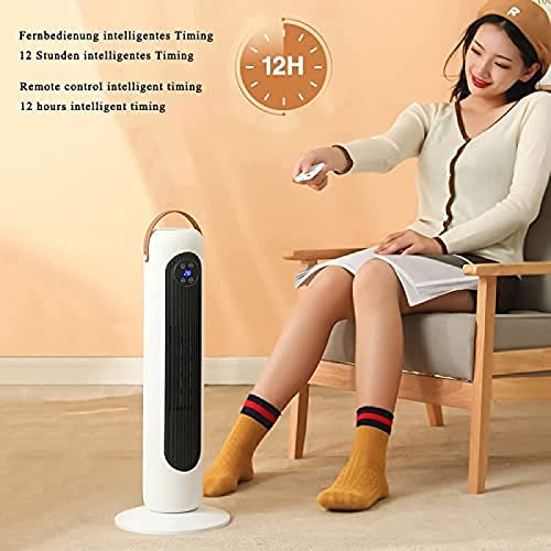 Elektrische ventilatorkachel van keramiek, energiebesparend, 2 modi, 50°, oscillerend, mobiel, met afstandsbediening, geruisloos, oververhittingsbeveiliging, goud - Afbeelding 5