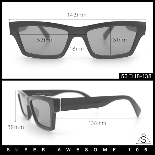 SA106 Hipster Dad Fashion Narrow Rectangle Thick Plastic Horn Rim Sunglasses3