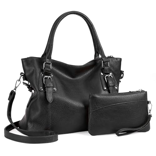 GOIACII Top Handle Tote Bag for Women Vegan Leather Large Capacity Shoulder Bags Ladies Laptop Purse Set 2pcs