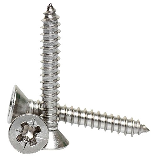 Bolt Base 5.5mm x 65mm / No.12 x 2 1/2" A2 Stainless Steel Pozi Countersunk Self Tappers Tapping Screws Din 7982-10 Pack