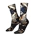 XZDWPY Gold White Butterflies Unisex Mid-Calf Socks 2 Black-2 Polyester Skin-Friendly Moisture-Wicking Fashionable Crew Socks