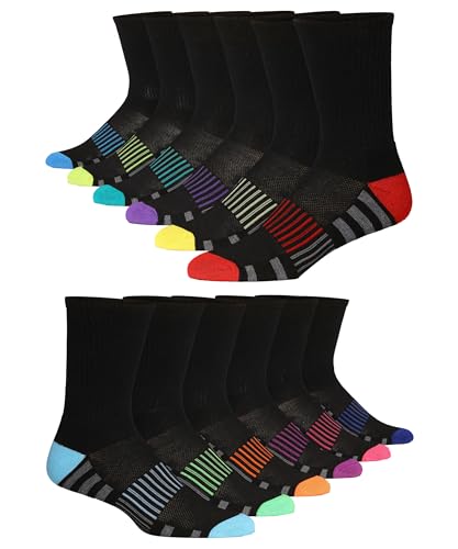 JAMES FIALLO 12 Pack Men's Cushion Athletic Comfortable Performance Crew Socks for Running, Hiking, and Athletic Activities2