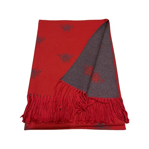 Écharpe réversible épaisse World of Shawls haut de gamme imprimé bourdon argent