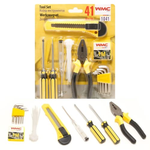 Image of WMC Tool Set 41 Pieces Screwdriver Pliers, Combination Tools, Allen Key, Knife, Tape Measure
