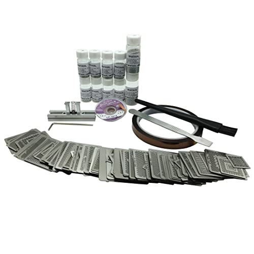 Whataval 110pcs BGA Rework Stencils Universal Reballing Net Stencils, Steel Template Mesh Directly Heat Set Kit for Laptop, Desktop, Welding Accessories w/ 25k Balls