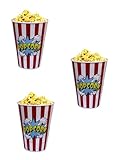 Dependable Industries inc. Essentials 3-Pack Retro Style Plastic Popcorn Containers – 7