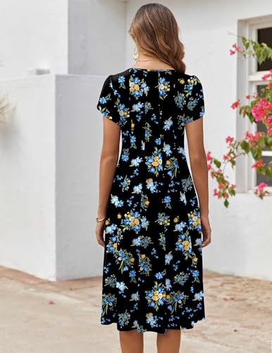 Image of ZEAGOO Womens Casual Dresses for Summer Short Sleeve Flare Midi Dress Loose Flowy Beach Sundress