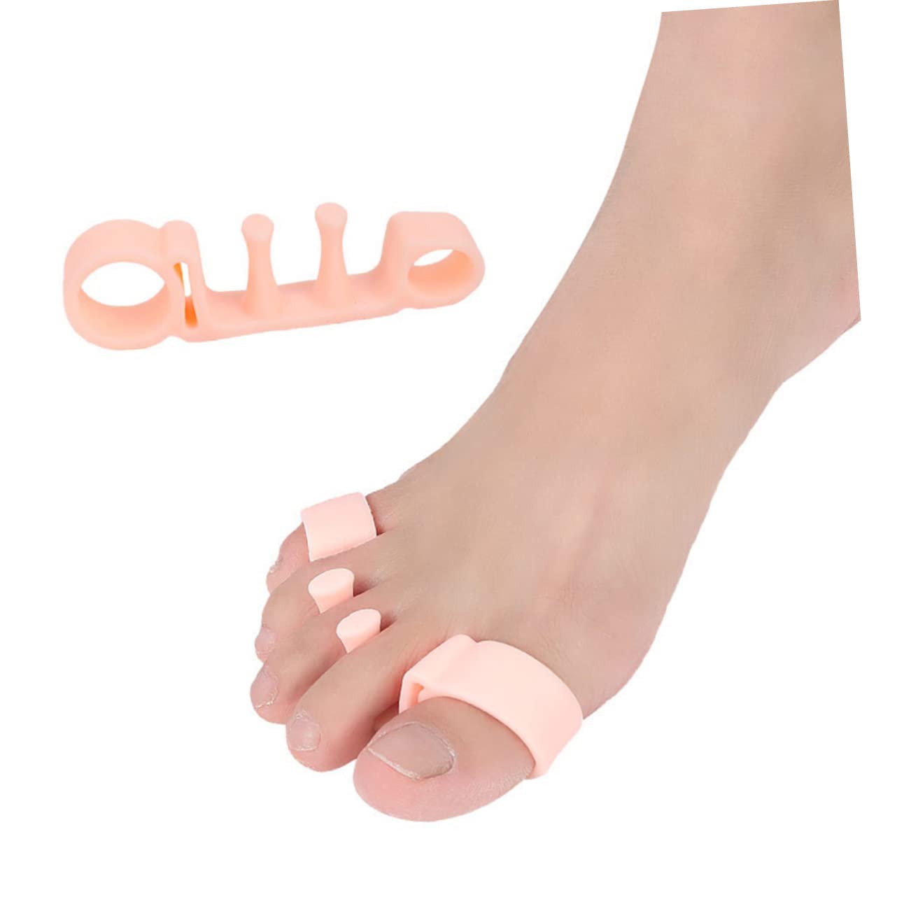 KOMBIUDA Toe Straightener for Men Women 2 Pairs Toe Separators Five-hole Design Hallux Relief Comfort Material Washable Reusable