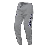 Loghi ricamati Givova Moon Pantalone Lungo Ginnastica Uomo, Multicolore (Grigio Chiaro/Blu), M