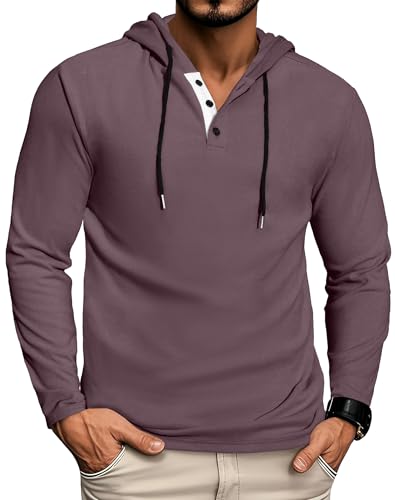 Mens Fashion Athletic Hoodies Long Sleeve Drawstring Casual Sweatshirts Color blocked Collar Lightweight Pullover WINE RED 3XL