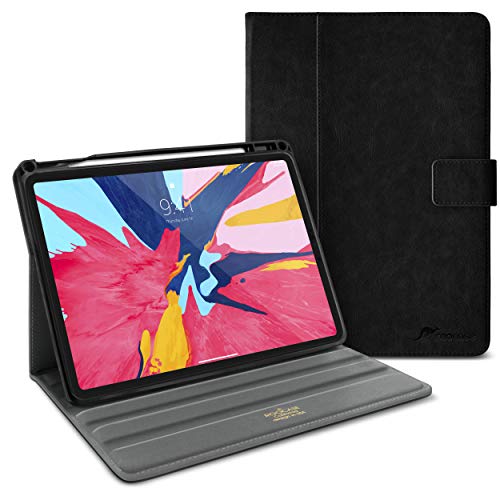 ROOCASE iPad Pro 11 Inch Case, Premium Leather Multi-Angle Stand Folio Cover Case with Auto Sleep/Wake for iPad Pro 11 2018 [Support 2nd Gen Pencil Wireless Charging], Black