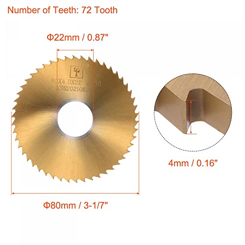 Uxcell Circular Saw Blade, 80Mm (3-1/7") Dia 4Mm Thick 50 Tooth, M35 Cobalt High Speed Steel Titanium Coated Milling Cutter With 22Mm Arbor For Stainless Steel Copper #TOP1