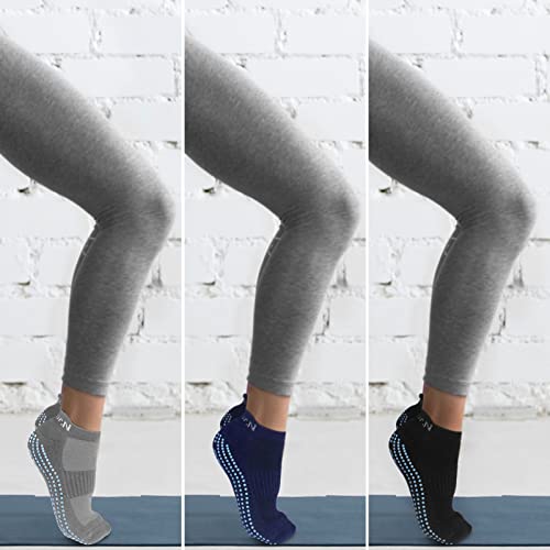 Image of 3 Pairs Non-Slip Yoga /Pilates Socks with Cushioned Sole & Anti-Skid Grip for Women Men, Home /Hospital /Workout /Sports