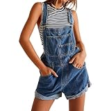 Peto corto vaquero para mujer, verano 2026, ajustable, con peto, corte holgado, estilo casual, azul, talla pequeña.