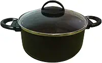 Panela Tacho Arroz Antiaderente Tampa De Vidro Arroz Feijão (PRETO)