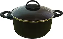 Panela Tacho Arroz Antiaderente Tampa De Vidro Arroz Feijão (PRETO)