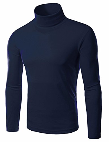 Sexyshine Mens Casual Basic Light Thermal T-Shirt Slim Fit Soft Cotton Turtleneck Pullover Sweater