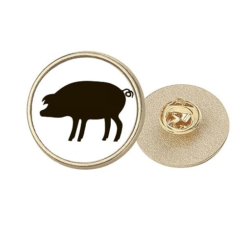Broche en métal doré Black Pig motif portrait d'animal taille M pour look tendance