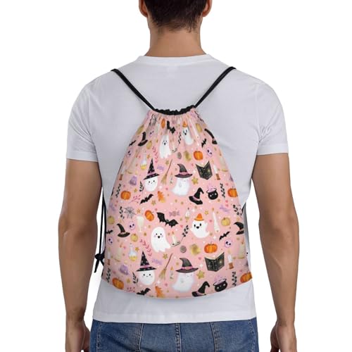 Halloween Bat Drawstring Backpack,Ghost Drawstring Bag Cute Beach Sack Bags For Gym Shopping Beach Sport Yoga2