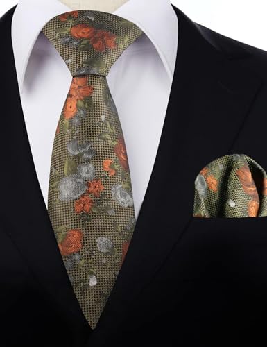 Image of Alizeal Mens 3.15'' Colorful Flower Pattern and handkerchief Necktie Set