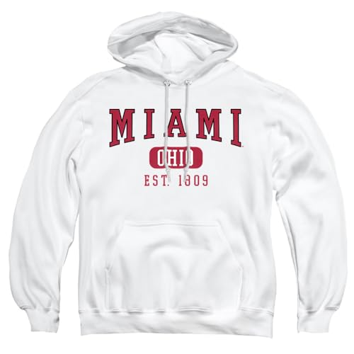 Miami University Official Established Date Unisex Adult Pull-Over Hoodie, White, Medium